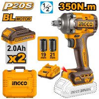 INGCO CIWLI2035 - Masina de insurubat cu impact 350Nm, 1/2", 2 acumulatori, trepte reglabile si valiza de transport - 1