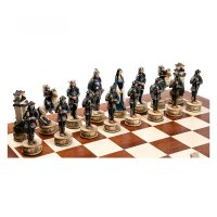 Set piese sah tematice Samurai cu taba de sah din lemn de mahon - 1