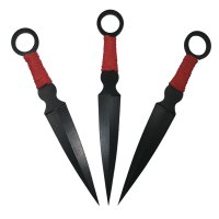 Set trei cutite de aruncat, Black Kunai, otel inoxidabil, 16 cm, teaca inclusa - 3