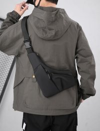 Geanta multifunctionala, borseta impermeabila, crossbody, 4 buzunare, neagra, Obralix® - 7