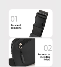 Geanta multifunctionala, borseta impermeabila, crossbody, 4 buzunare, neagra, Obralix® - 6