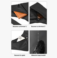 Geanta multifunctionala, borseta impermeabila, crossbody, 4 buzunare, neagra, Obralix® - 4