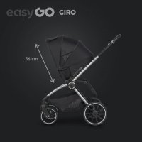 Carucior pentru copii 2 in 1 Easy Go Giro, pana la 22 kg, cu landou 80 cm, Maner telescopic, copertina XXL, pliere tip pendul, cadru ultra-usor din aluminiu, accesorii incluse, Ebony Black - 1