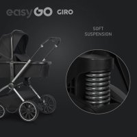 Carucior pentru copii 2 in 1 Easy Go Giro, pana la 22 kg, cu landou 80 cm, Maner telescopic, copertina XXL, pliere tip pendul, cadru ultra-usor din aluminiu, accesorii incluse, Ebony Black - 3