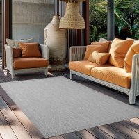 Covor Rotund Giza Gri 200x200 cm pentru Terase si Gradini - 8