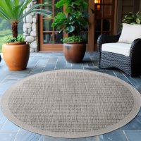 Covor Rotund Giza Gri 200x200 cm pentru Terase si Gradini - 2
