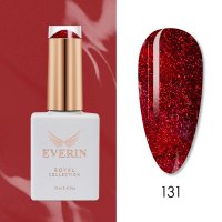 Oja Semipermanenta Everin Royal Collection 10 ml - 131 Red Glitter | Roșu Intens cu Glitter - 1