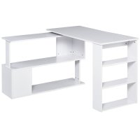 HOMCOM Birou Colt cu 5 Rafturi, Design Modern, Alb, 120x100x74 cm | Aosom Romania - 1