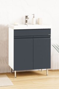 Set Baza front MDF si Lavoar seria 786, 60 cm, antracit - 1
