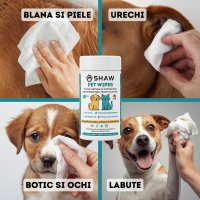 SHAW Pet Wipes cu acid hipocloros, șervețele umede câini și pisici, hipoalergenic, flacon, 72buc - 6