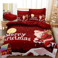 Lenjerie de pat din finet 3D cu imprimeu de Craciun - 6 piese F-XMAS69 - 1