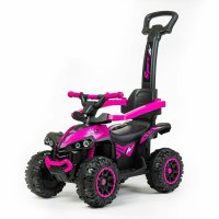 Masinuta de impins Baby Mix Mega pentru copii, 30 kg, cu maner, suport picioare, protectii laterale si sunete, 12 luni+, Roz - 1