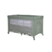 Patut Lorelli Noemi Iceberg Green Star pliabil, cu 2 nivele, laterala cu fermoar, roti cu sistem de blocare, salteluta si geanta de transport incluse - 2