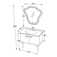 Set mobilier de baie Pierre Cardin Angelica, 3 piese, alb perlat, 101 cm - 6