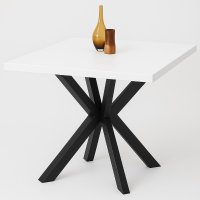Masa de bucatarie din MDF alb, patrat, texturata, Homs 80x80X75 cm - 1
