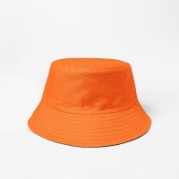 Palarie bucket unisex reversibila portocalie si alba din bumbac - 1