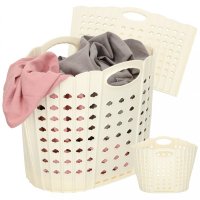 Cos de rufe pliabil Beige, cu doua manere robuste, dimensiune 42 x 24 x 29 cm - 7