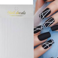 Sticker Decor Unghii Linii Albe – Design Minimalist și Elegant | EVERIN - 1
