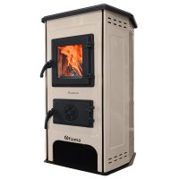 Semineu Fiama SD HIT cu Plita din Fonta, 6 kW, Crem, pentru Lemne si Carbune - 1