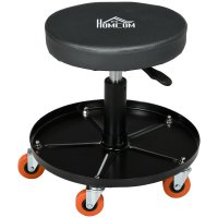 Scaun de Atelier HOMCOM cu Roți și Suport pentru Scule, Înălțime Reglabilă și Rotire 360°, 40x40x48cm, Negru - 1