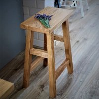 Scaun, taburet, din lemn culoare nuc ,40 cm - 1