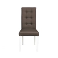 Scaun living TEO LUX, picioare lemn alb, piele ecologica gri elefant, 46x60x98 cm - 1