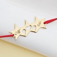 Bratara IMPREUNA - Constelatia mamei cu 3 stelute personalizate - Argint 925 placat cu Aur Galben 18K - Snur reglabil - 1