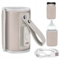 Lionelo Care Thermup Go - Incalzitor Portabil pentru Biberoane, Gri Ash, Temperatura Constanta 24h, Alimentare USB - 1