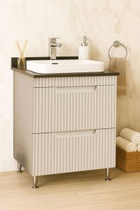 Set Baza Front MDF cu Lavoar 633, Sertare, 60 cm, Crem - 1
