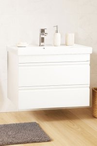 Baza suspendata MDF cu Lavoar seria 786, 70 cm, alba, cu sertare - 1