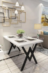 Masa de bucatarie texturata Homs, Alb, 120x80x75 cm, Model 30409 - 1