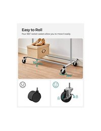 Suport pentru haine mobil cu roti, Songmics HSR13S, capacitate 90 kg, argintiu - 4