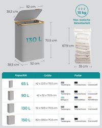 Cos de rufe Songmics Gri 52x38.5x70.5 cm - 6