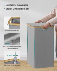 Cos de rufe Songmics Gri 52x38.5x70.5 cm - 7