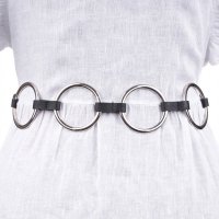 Curea elastica cu 4 cercuri metalice argintii de 6 cm - 1