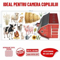 Stickere textile repozitionabile cu animale de la ferma pentru camera copilului, set mare - 3