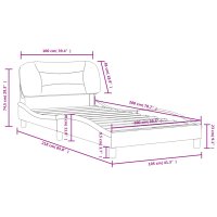 Cadru de pat maro cu tablie, 100x200 cm, din piele ecologica - 12