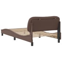 Cadru de pat maro cu tablie, 100x200 cm, din piele ecologica - 6