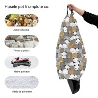 Husa fotoliu Puf Bean Bag tip Para XL fara umplutura ursuleti maro - 1