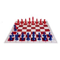 Set Combo Red: Tabla PVC Alb-Rosu 57mm si Piese Staunton 6 Light Rosu-Albastru - 1
