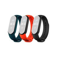 Set de 3 curele pentru brățara fitness Xiaomi Mi Band 5 - Teal, Portocaliu si Negru - 1