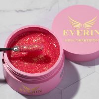 Gel Profesional Autonivelant Everin New Obsession Sip and Sparkle 50gr - Gel Roz cu Glitter - 1
