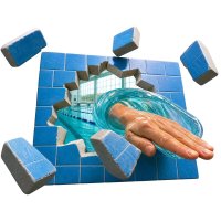 Sticker 3D pentru perete Mana prin apa, autocolant textil premium repozitionabil, 61 x 47 cm - 1