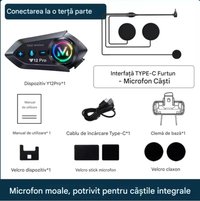 Cască Bluetooth CerCip Y12 Pro pentru Motocicletă, Intercom Dual, 20 Ore Autonomie, Rezistentă la Apă, Anulare Zgomot - 15
