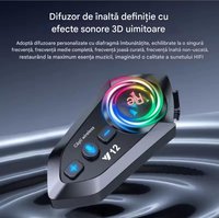 Cască Bluetooth CerCip Y12 Pro pentru Motocicletă, Intercom Dual, 20 Ore Autonomie, Rezistentă la Apă, Anulare Zgomot - 21