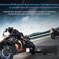Cască Bluetooth CerCip Y12 Pro pentru Motocicletă, Intercom Dual, 20 Ore Autonomie, Rezistentă la Apă, Anulare Zgomot - 6