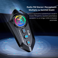 Cască Bluetooth CerCip Y12 Pro pentru Motocicletă, Intercom Dual, 20 Ore Autonomie, Rezistentă la Apă, Anulare Zgomot - 26