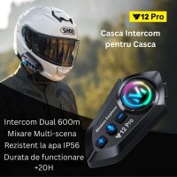 Cască Bluetooth CerCip Y12 Pro pentru Motocicletă, Intercom Dual, 20 Ore Autonomie, Rezistentă la Apă, Anulare Zgomot - 25
