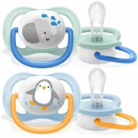 Set suzete Philips Avent Ultra Air, 0-6 luni, 2 buc, Albastru-Portocaliu, din silicon - 1
