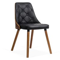 Scaun BUC 024 din lemn si piele ecologica negru pentru bucatarie - 1
